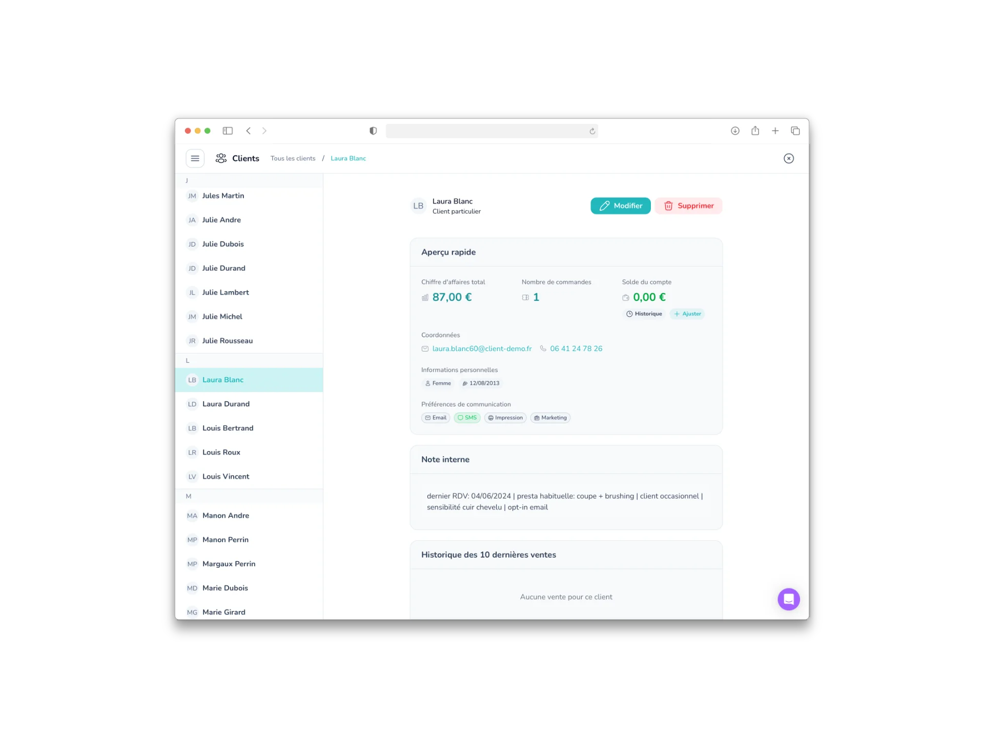 Gestion clients